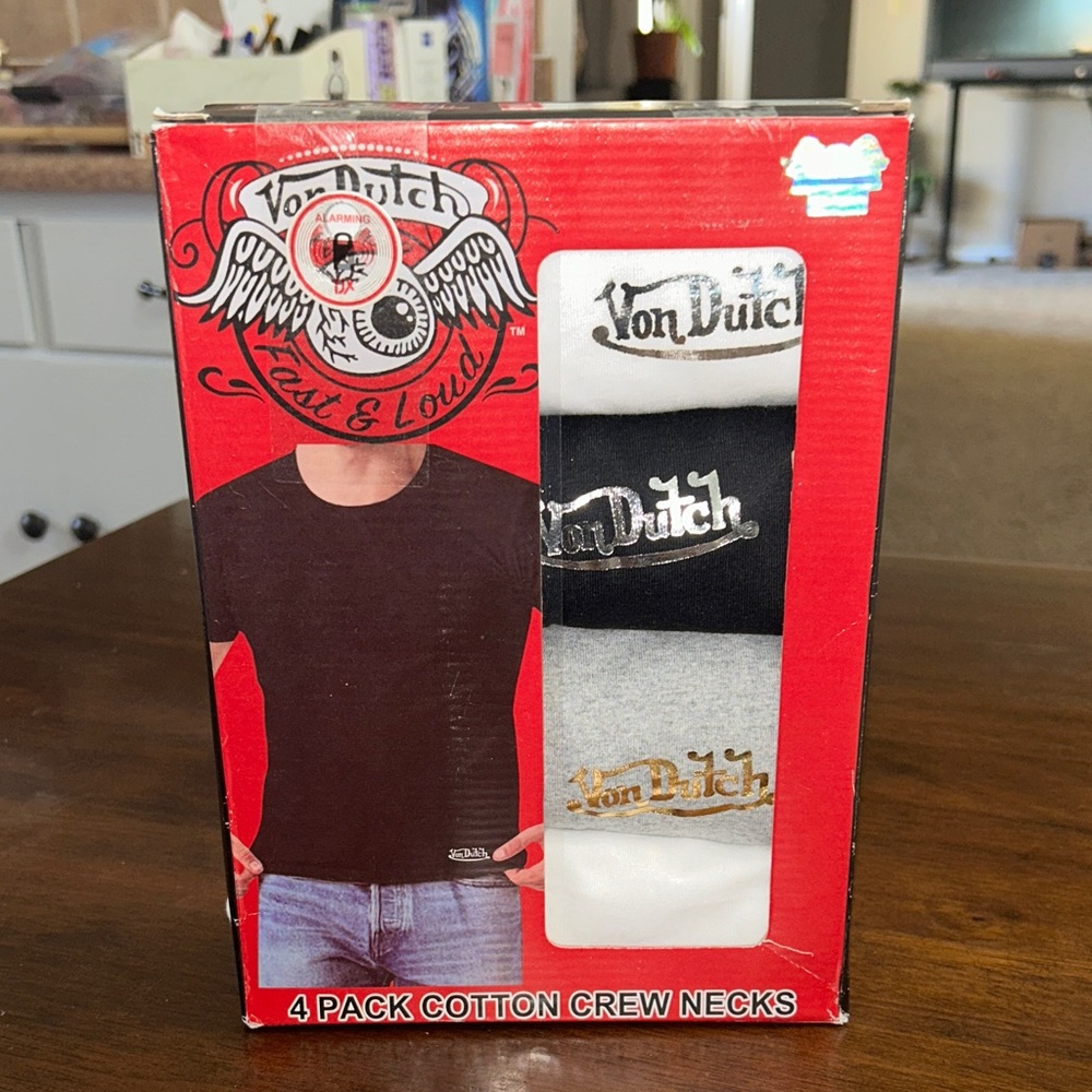 Von Dutch Black, White, and Gray Crew Neck T-Shirts